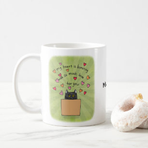 Cute Black Cat In Box Cat Lover Custom Name  Coffee Mug