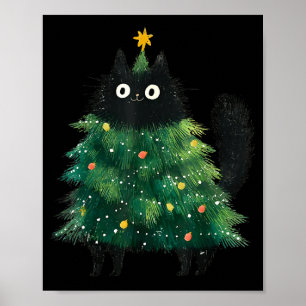 Cute Black Cat In Christmas Tree Cat Lover Xmas Ho Poster