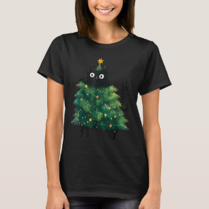 Cute Black Cat In Christmas Tree Cat Lover Xmas Ho T-Shirt