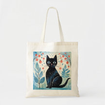 Cute Black Cat in Cool Natural Tones