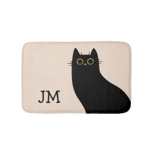 Cute black cat in Mid Century style Bath Mat