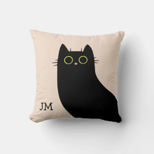 Cute black cat in Mid Century style Cushion