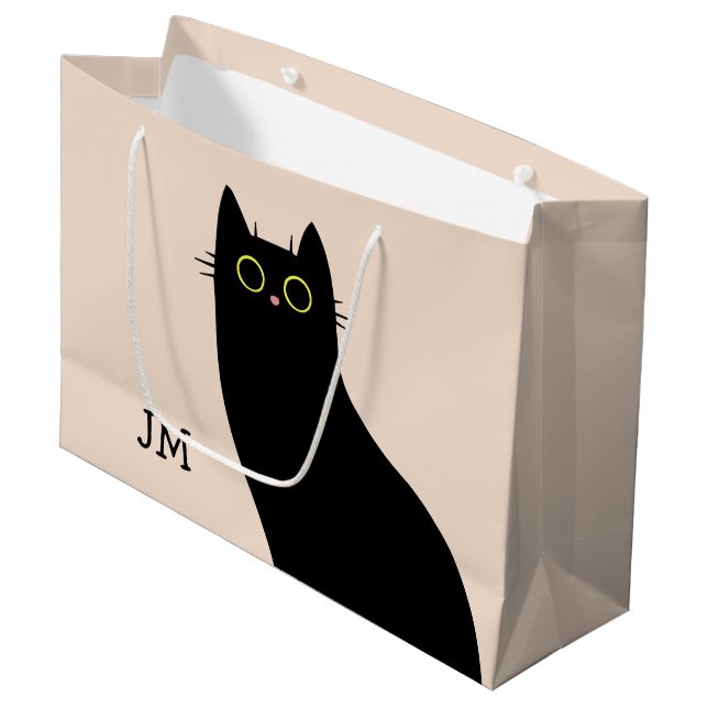 Cute black cat in Mid Century style Large Gift Bag (Front Angled)