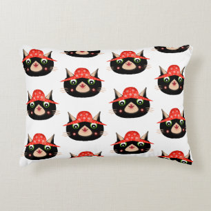 Cute Black Cat in Mushroom Hat   Whimsical  Decorative Cushion