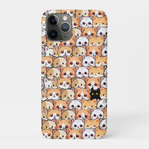 Cute black cat in orange cats pet Seamless Pattern iPhone 11 Pro Case