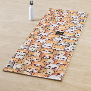Cute black cat in orange cats pet Seamless Pattern Yoga Mat