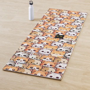 Cute black cat in orange cats pet Seamless Pattern Yoga Mat