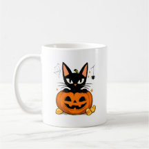 Cute Black Cat In Pumpkin Halloween