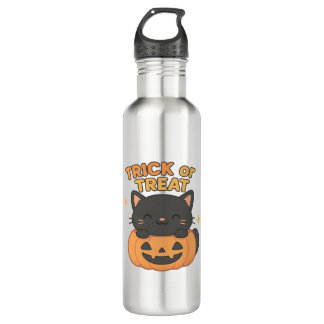 Cute Black Cat in Pumpkin – Trick or Treat Kawaii  710 Ml Water Bottle