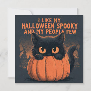 Cute Black Cat In Pumpkin With Humourous Text Card