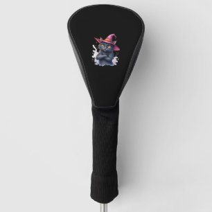 Cute Black Cat in Witch Hat – Magical Halloween Ar Golf Head Cover