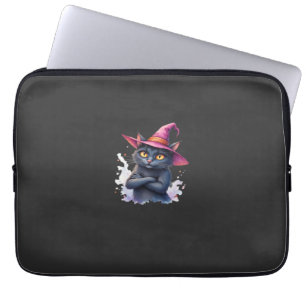 Cute Black Cat in Witch Hat � Magical Halloween Ar Laptop Sleeve