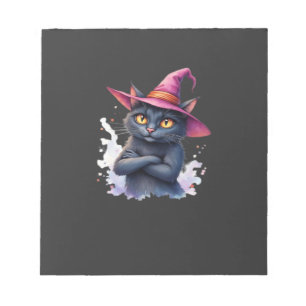 Cute Black Cat in Witch Hat � Magical Halloween Ar Notepad