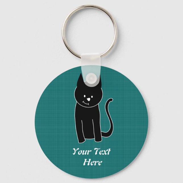 Cute Black Cat Key Ring (Front)