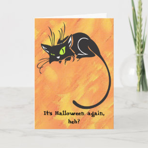 Cute Black Cat Kids Halloween Card