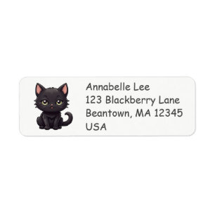 Cute Black Cat Label Return Address Label