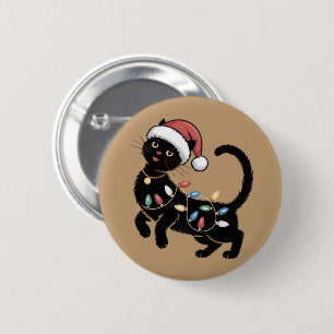 Cute Black Cat Lover Christmas Mom Gift Holiday    6 Cm Round Badge