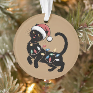 Cute Black Cat Lover Christmas Mom Gift Holiday    Ornament