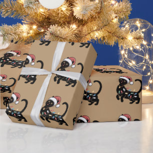 Cute Black Cat Lover Christmas Mom Gift Holiday Wrapping Paper
