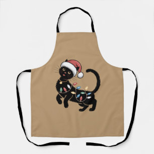 Cute Black Cat Lover Christmas Mum Gift Holiday Apron