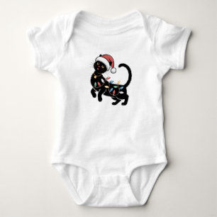 Cute Black Cat Lover Christmas Mum Gift Holiday    Baby Bodysuit