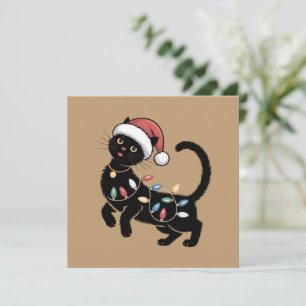 Cute Black Cat Lover Christmas Mum Gift Holiday    Card