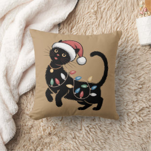 Cute Black Cat Lover Christmas Mum Gift Holiday Cushion