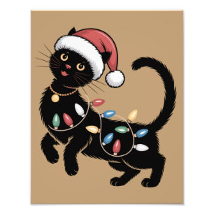 Cute Black Cat Lover Christmas Mum Gift Holiday    Photo Print