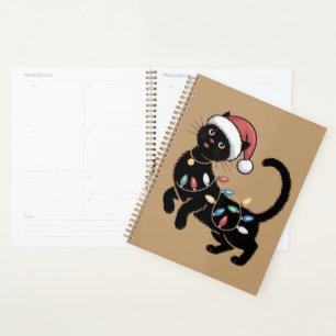Cute Black Cat Lover Christmas Mum Gift Holiday    Planner
