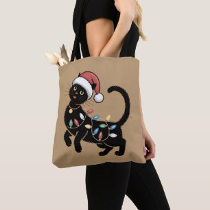 Cute Black Cat Lover Christmas Mum Gift Holiday    Tote Bag