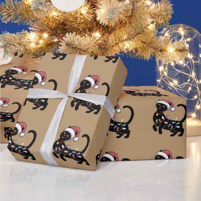 Cute Black Cat Lover Christmas Mum Gift Holiday    Wrapping Paper (Holidays)