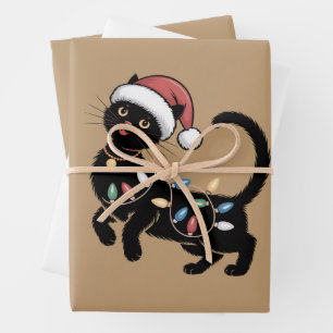 Cute Black Cat Lover Christmas Mum Gift Holiday    Wrapping Paper Sheet