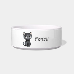 Cute Black Cat Meow Bowl