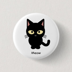 Cute black cat meow cartoon 3 cm round badge