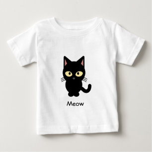 Cute black cat meow cartoon baby shirt