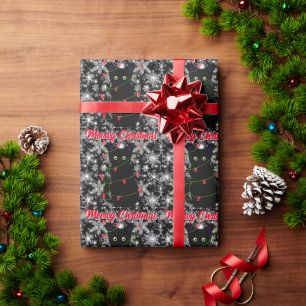 Cute Black cat Meowy Christmas  Wrapping Paper