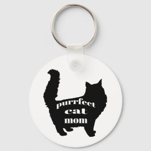 Cute Black Cat Mom Key Ring
