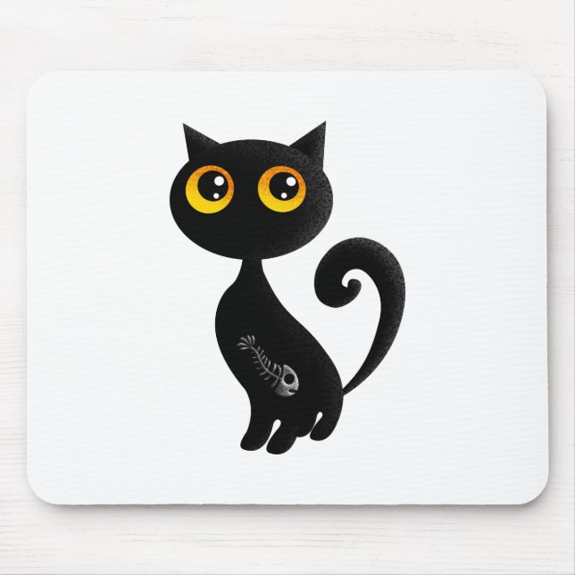 Cute Black Cat Mouse Pad (Front)
