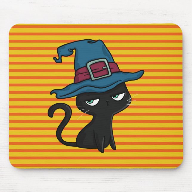 Cute black cat mouse pad (Front)