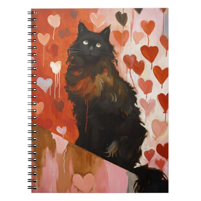 Cute Black Cat Notebook (Front)