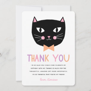 Cute Black Cat Pastel Thank You Birthday