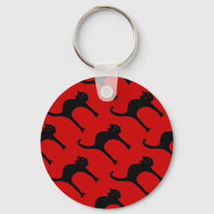 cute black cat pattern key ring