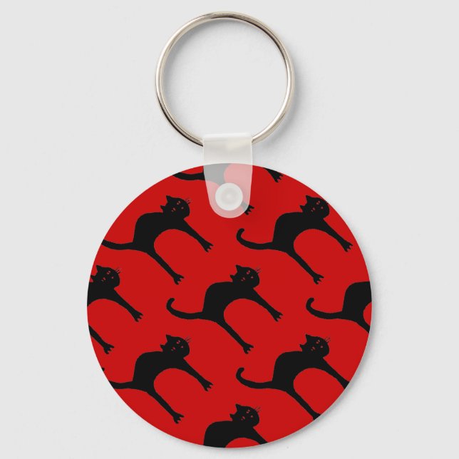 cute black cat pattern key ring (Front)