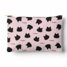 Cute Black Cat Pattern Pink Meow Kitty