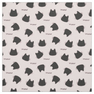 Cute Black Cat Pattern Pink Meow Kitty Fabric