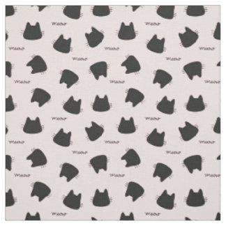 Cute Black Cat Pattern Pink Meow Kitty Fabric