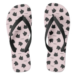 Cute Black Cat Pattern Pink Meow Kitty Thongs