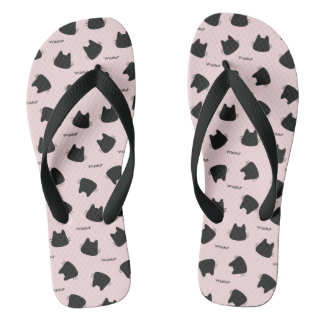 Cute Black Cat Pattern Pink Meow Kitty Thongs