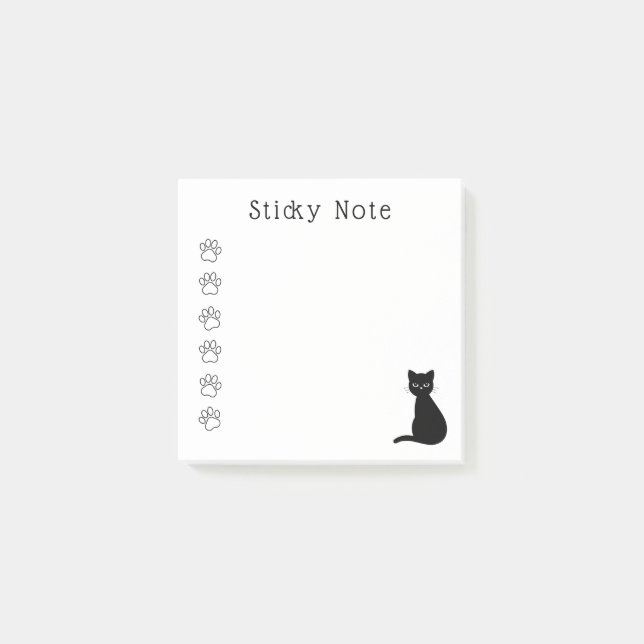 Cute Black Cat Paws Custom Text Post-it Notes (Front)