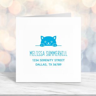 Cute Black Cat Peeking above Address Self-inking Stamp